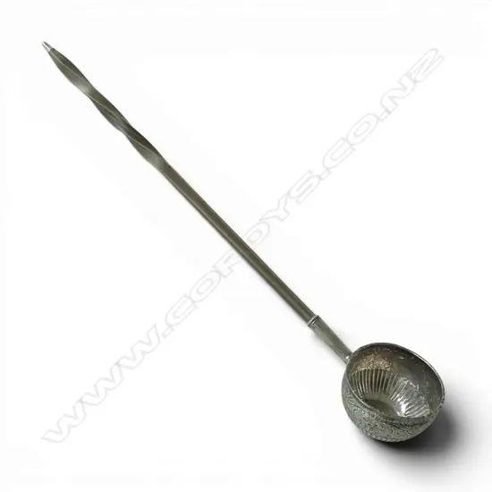 QUEEN ANNE SILVER & BALEEN TODDY LADLE L.365mm