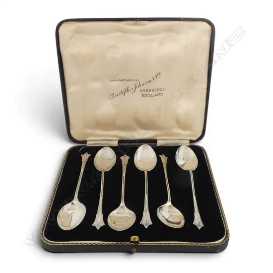 CASED SET 6 SILVER TEASPOONS Birmingham 1902. 30gms