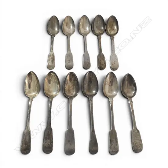 11 various SILVER DESSERT SPOONS mainly Victorian Fiddle pattern 439gms
