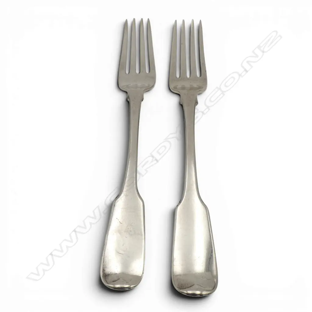 2 GEORGIAN STG SILVER FORKS, LONDON 1820, 138gms Image 1++