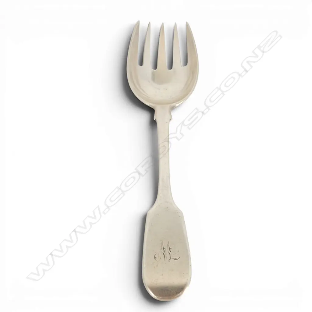 UNCOMMON SILVER RUNCIBLE SPOON (tined spoon) LONDON 1866. 31gms Image 1++