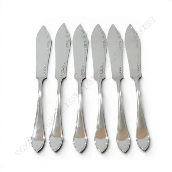 AUSTRIAN 800 SILVER 6 FISH KNIVES MAKER ALEXANDER STURM 334.4GMS