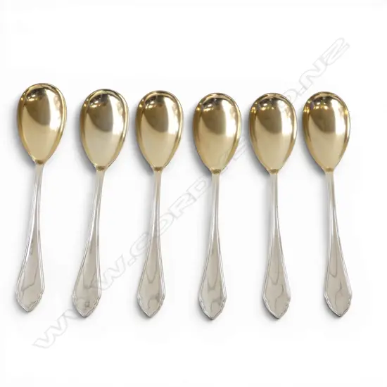 AUSTRIAN 800 SILVER 6 DESSERT SPOONS GILT BOWLS ALEXANDER STURM MAKER 166.3GMS