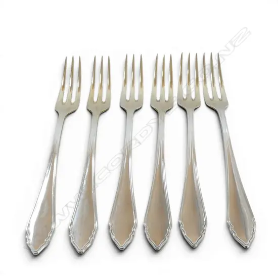 AUSTRIAN 800 SILVER 6 FRUIT FORKS WITH GILT TINES MAKER ALEXANDER STURM 154GMS