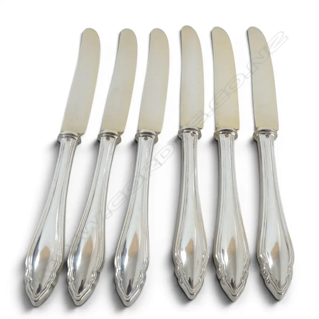 AUSTRIAN 800 SILVER 6 FRUIT KNIVES GILT BLADES 164GMS MAKER ALEXANDER STURM  Image 1++