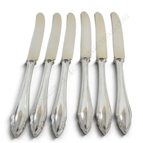 AUSTRIAN 800 SILVER 6 FRUIT KNIVES GILT BLADES 164GMS MAKER ALEXANDER STURM 