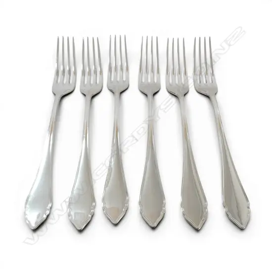 AUSTRIAN 800 SILVER 6 LARGE DINNER FORKS ALEXANDER STURM MAKER 377.5GMS