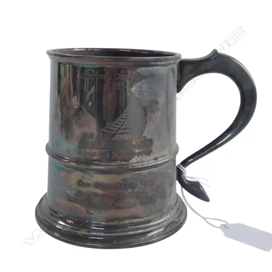 S/SILVER BEER MUG TEAM NZ AMERICAS CUP 1995 446GMS