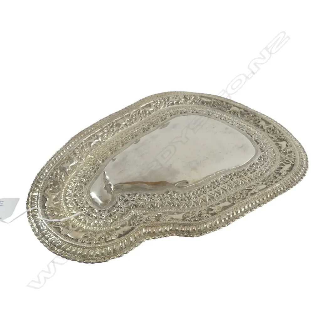 CELONESE SILVER PLATED IMBOSED TRAY SHAPE OF SRI LANKA L420MM Image 1++