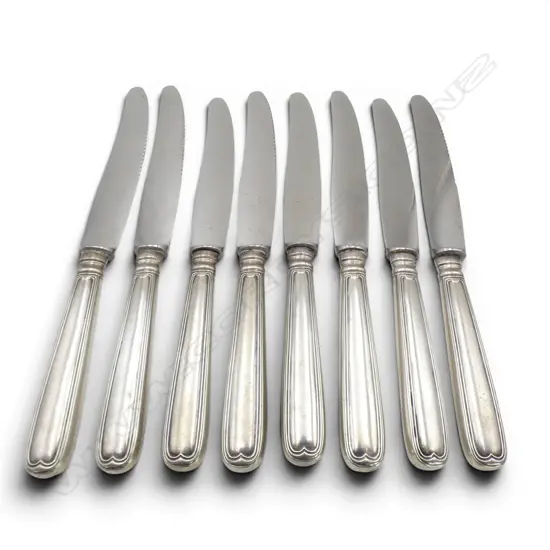 8 SILVER HANDLED KNIVES L.240mm