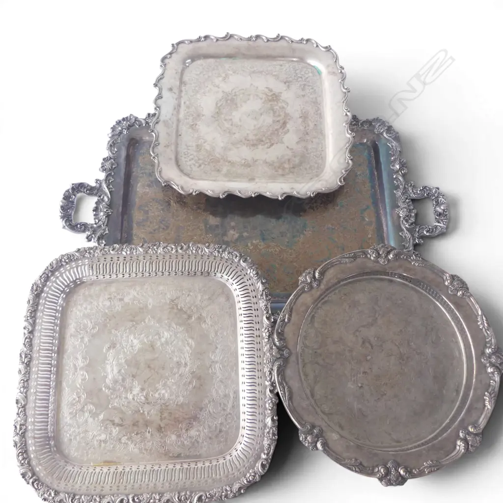 4 LG SILVER PLATE TRAYS 690x430mm Image 1++