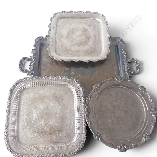 4 LG SILVER PLATE TRAYS 690x430mm