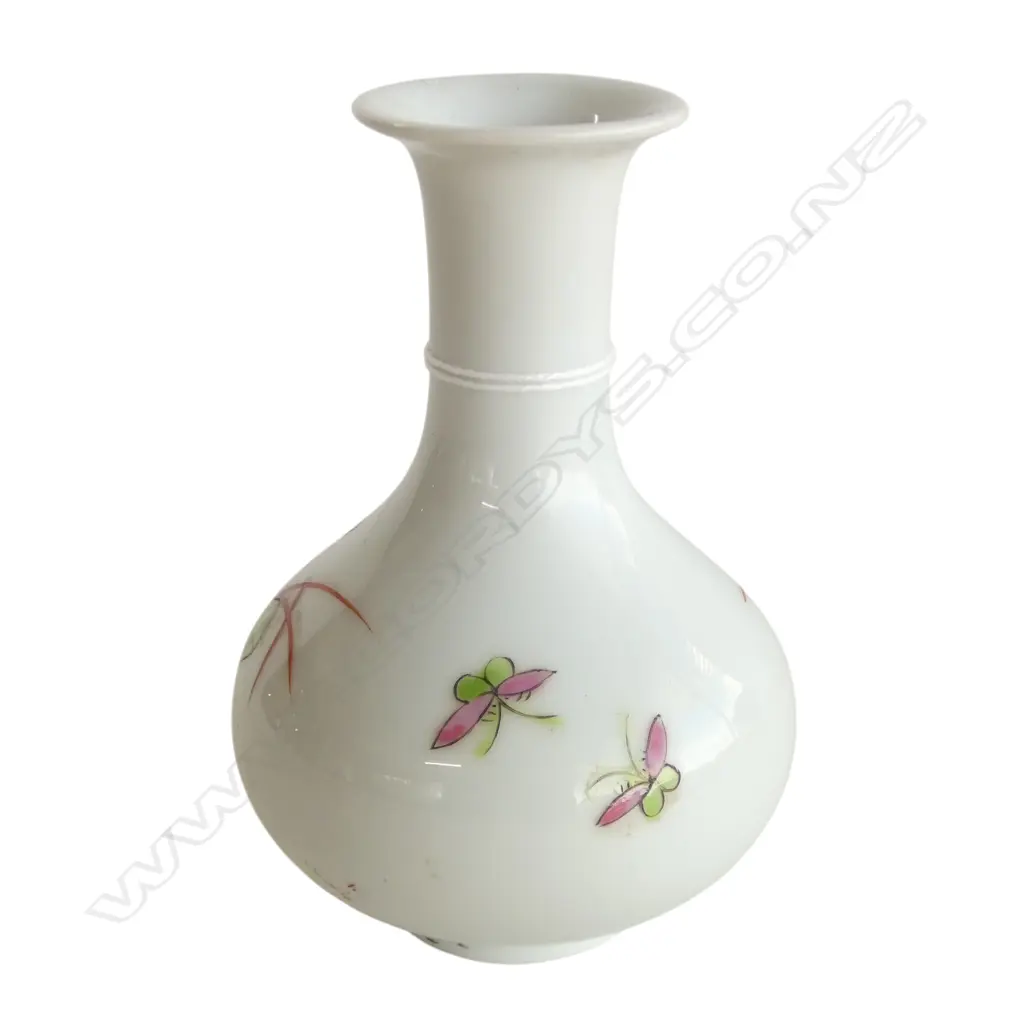 Lotus & Heron Birds-pattern Vase. Polychrome enamelled. Dia.40mm. H.115mm. Image 1++