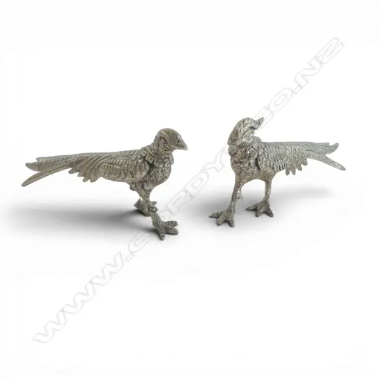 2  METAL PHEASANT ORNAMENTS L.110mm