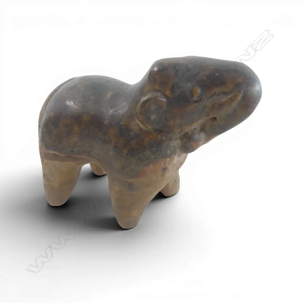 ANCIENT ? Tang style pottery ELEPHANT dark speckled glaze to top. L.88mm. Minor glaze flaking Image 1++
