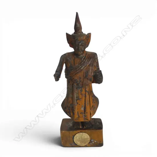 ANTIQUE WOODEN FIGURE 'THEP THAN JAI', symbolizes wish fulfilment & protection, H.172mm