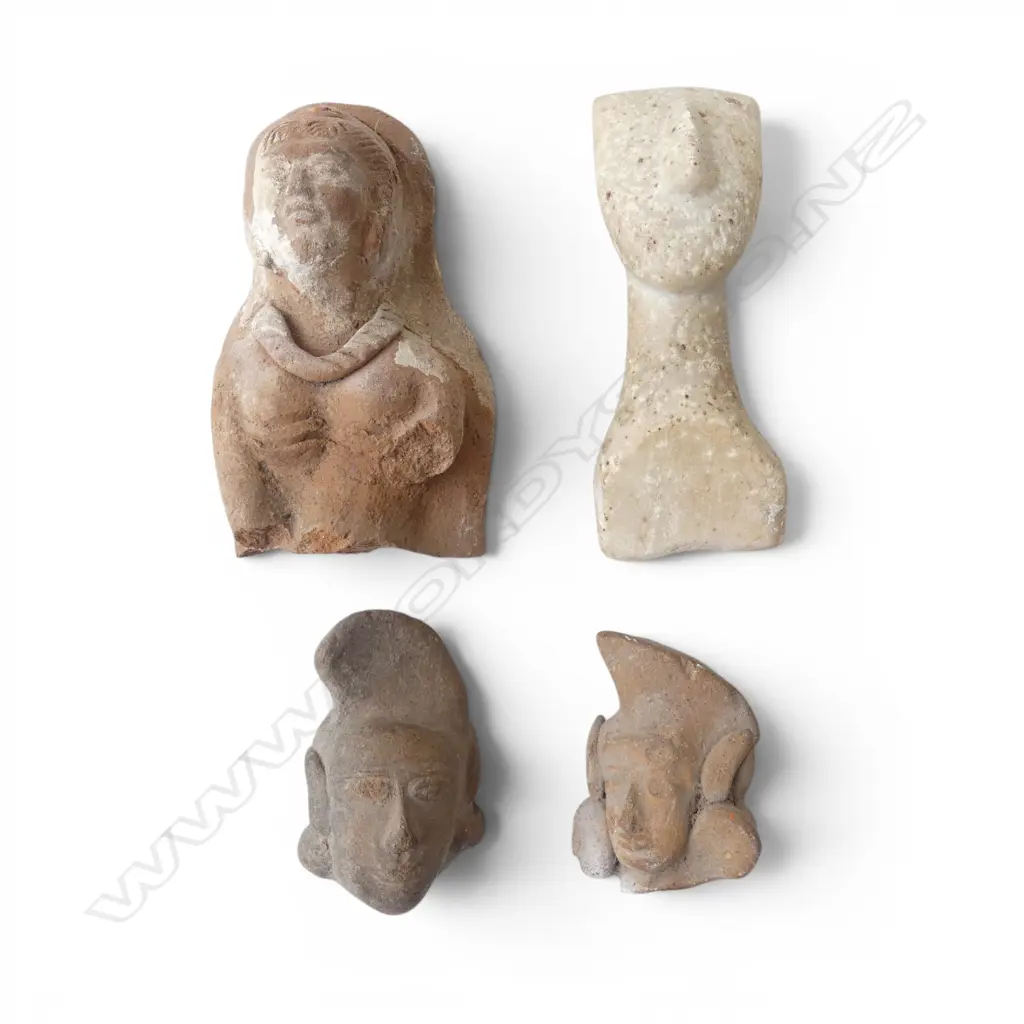 4 ANCIENT ? figural RELICS pottery etc Largest H.115mm Image 1++