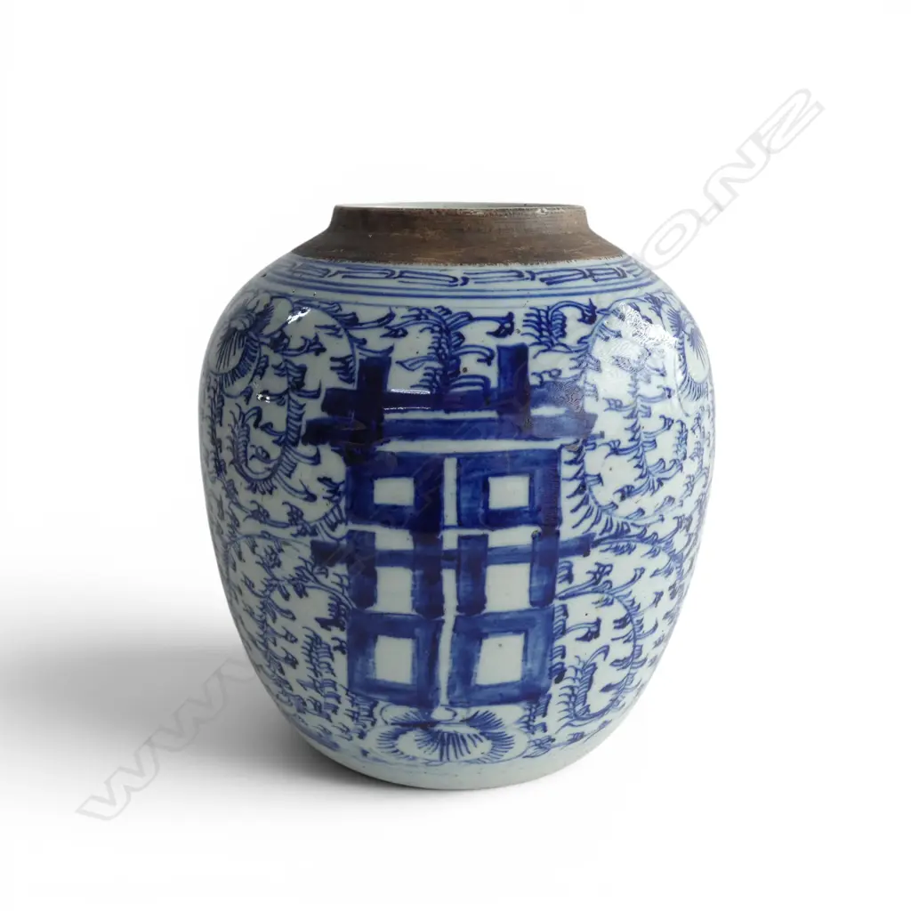 CHINESE B/W GINGER JAR H.210mm NO LID Image 1++