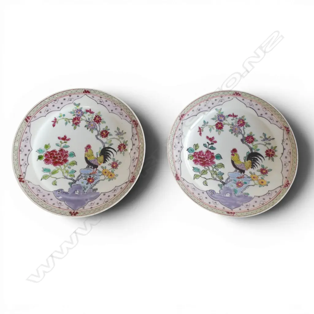 PR 18thC? CHINESE FAMILLE ROSE porcelain PLATES Dia.215mm Image 1++