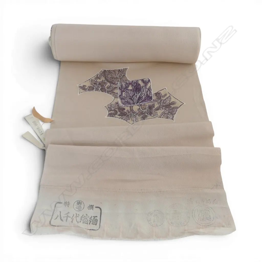 Unused 1980's NISHIJIN TEXTILE (Kyoto) JAPANESE SILK ROLL L.12M W.370mm. New old stock Image 1++