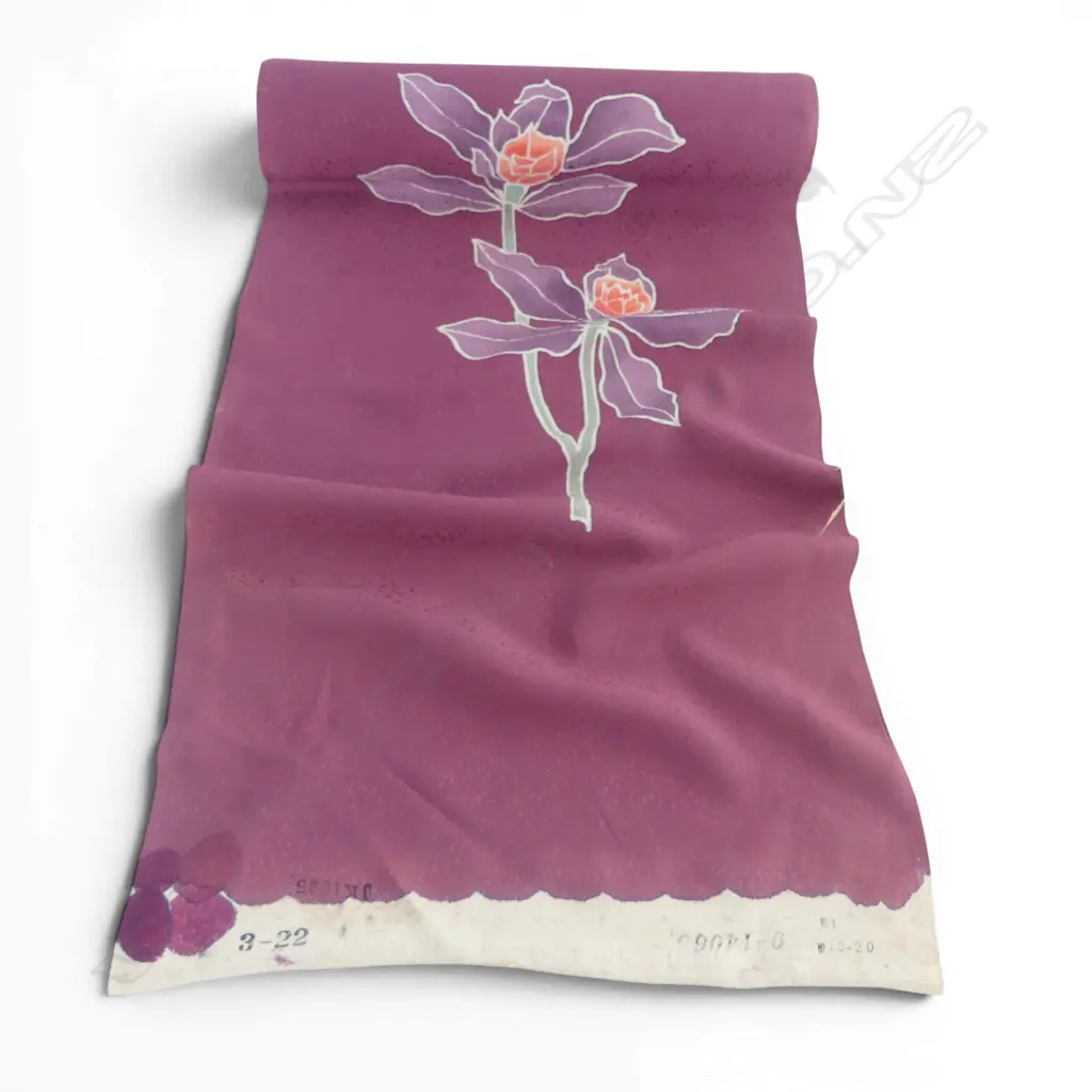 Unused 1980's NISHIJIN TEXTILE (Kyoto) JAPANESE SILK ROLL L.12M W.370mm. New old stock Image 1++