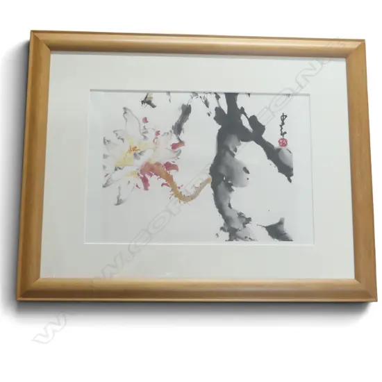 CHINESE FLORAL WATERCOLOUR PAINTING signed. 300 x 375mm
