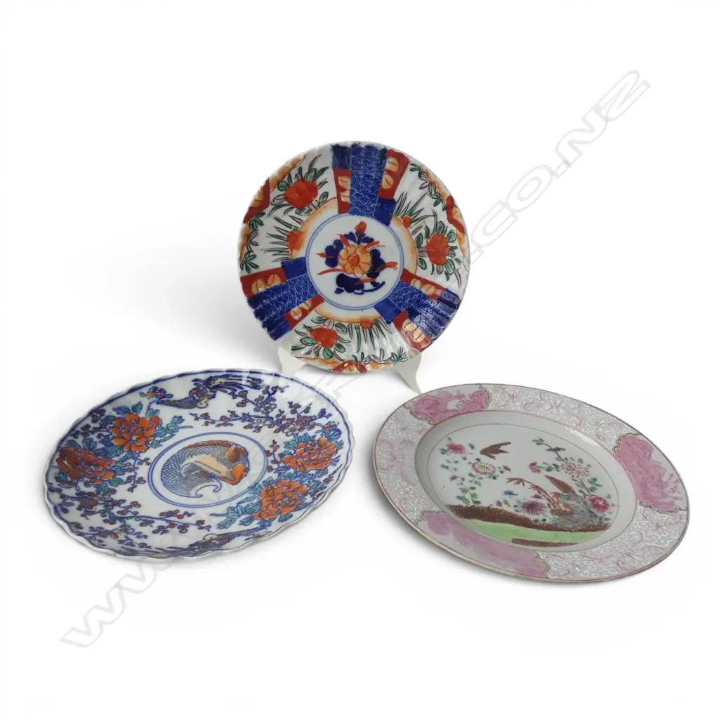 3 ORIENTAL PLATES; 2 IMARI 225mm dia Image 1++