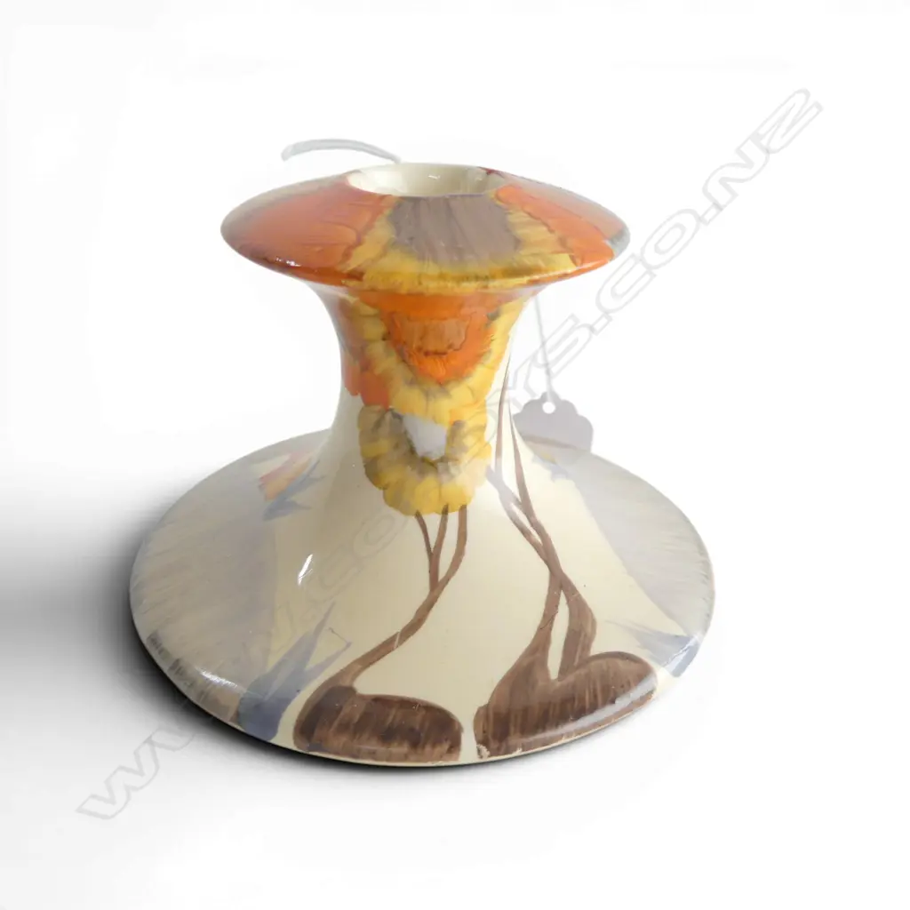 # Clarice Cliff Bizarre 'Rodanthe' candle stick of waisted flared form. Dia.116mm. Image 1++