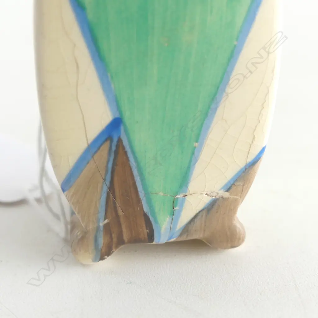Clarice Cliff 'Killarney' pattern Bon Jour small sifter. Cracks & restoration. H.65mm. Image 1++