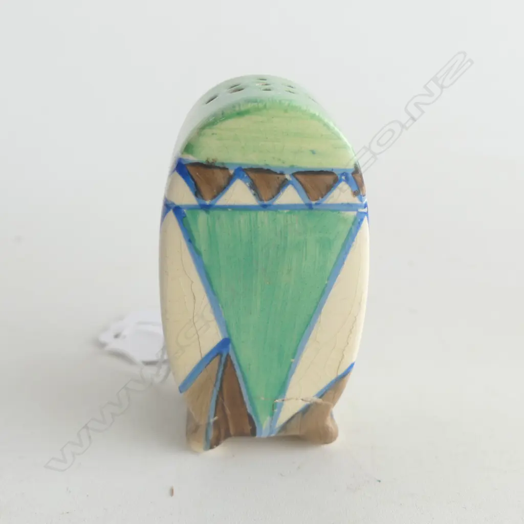 Clarice Cliff 'Killarney' pattern Bon Jour small sifter. Cracks & restoration. H.65mm. Image 1++