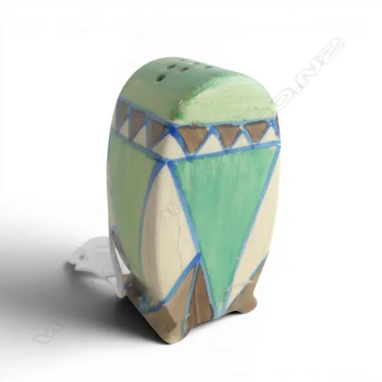 Clarice Cliff 'Killarney' pattern Bon Jour small sifter. Cracks & restoration. H.65mm.