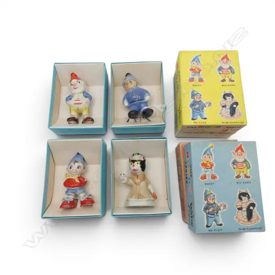 BOXED WADE NODDY SERIES FIGURINES; NODDY, MR PLOD, BIG EARS, MISS FLUFFY CAT, H.75mm, 1958