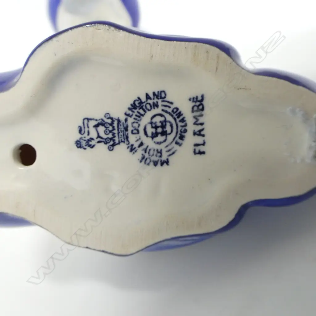 3 ROYAL DOULTON B/W FLAMBE ANIMALS; 2 BUNNY RABBITS + DUCK L.100mm Image 1++