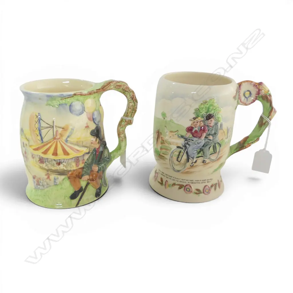 2  MUSICAL MUGS CROWN DEVON DAISY BELL & CARNIVAL H160MM Image 1++
