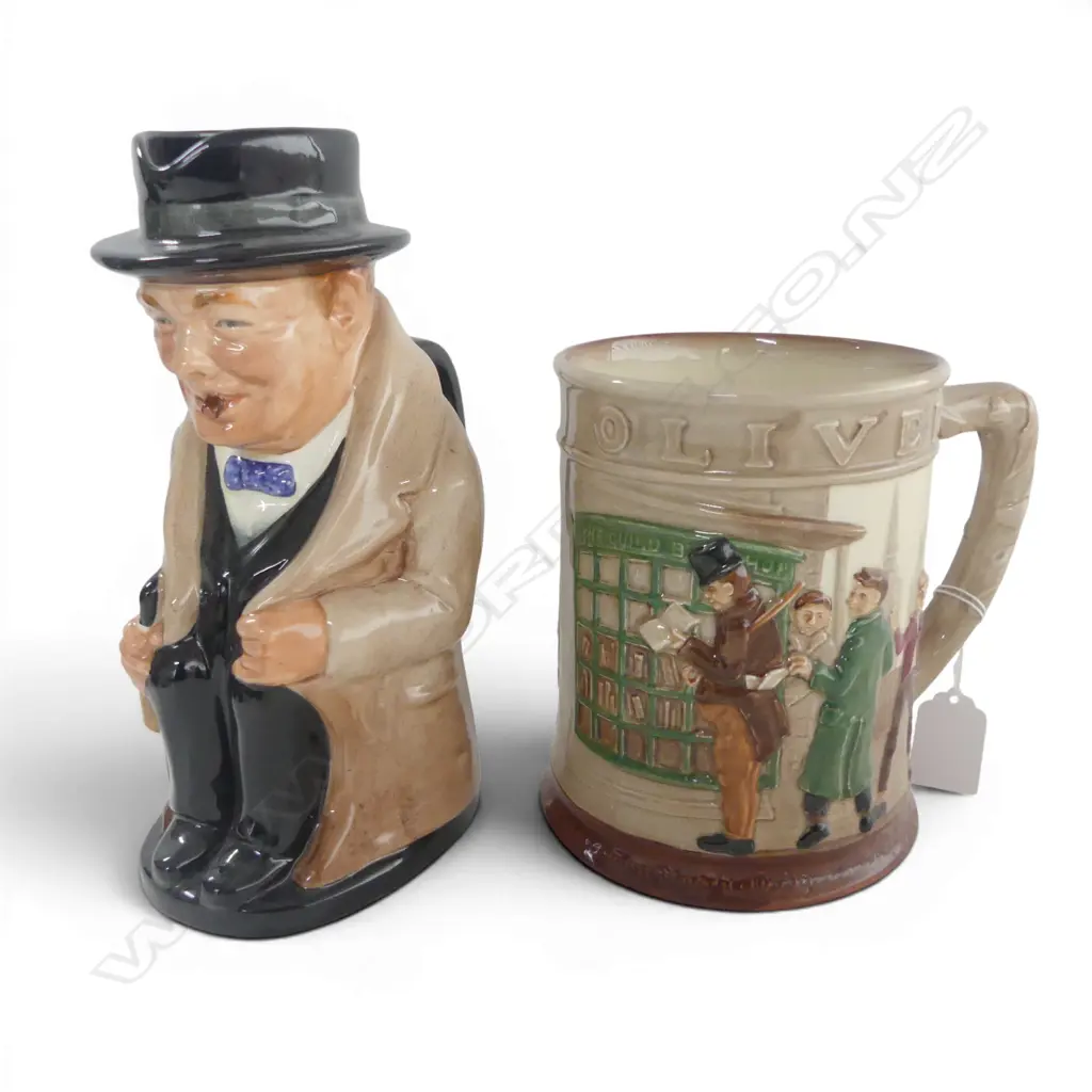 RD CHURCHILL CHARACTER JUG H220MM & RD OLIVER MUG H150MM Image 1++