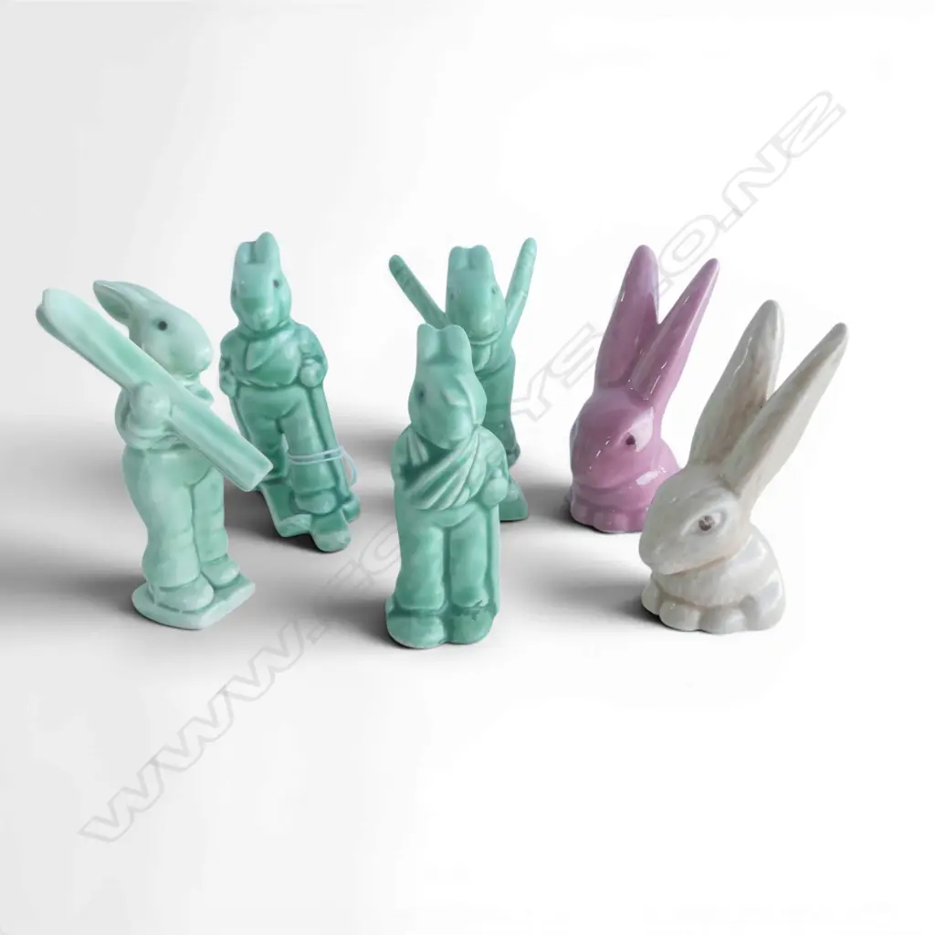 4 SYLVAC SKIING BUNNY RABBITS H.80mm + 2 BUNNIES Image 1++