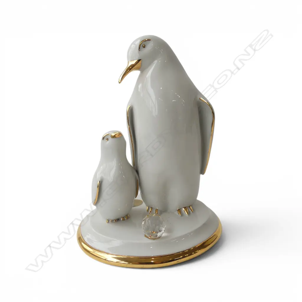 Limoge penguins with Swarovski crystal ,180 tall Image 1++