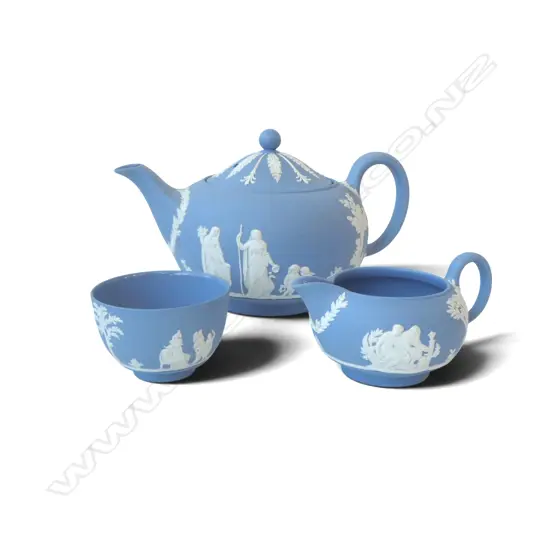 3 PCE WEDGWOOD JASPERWARE TEA SET