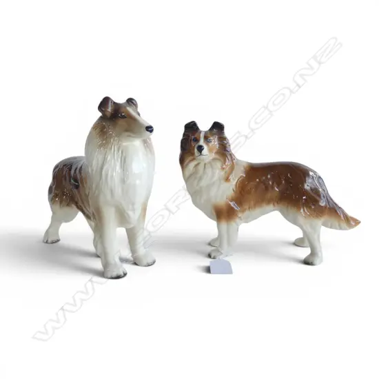 2 VINTAGE ENGLISH COOPERCRAFT COLLIES, H.190x200 & 160x220mm