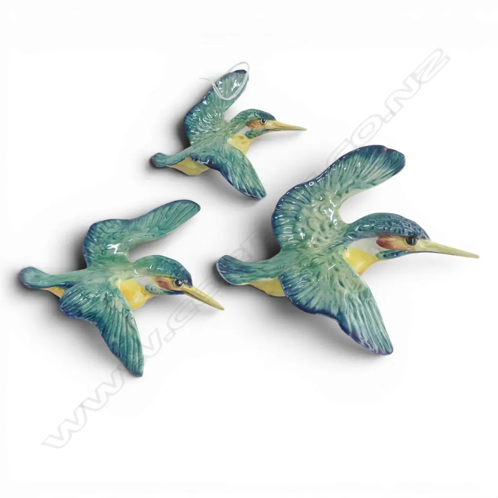 3 BESWICK FLYING KINGFISHERS, WALL MOUNTED W.195mm Image 1++