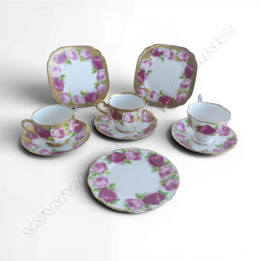 THREE ROYAL ALBERT TRIOS (ROSE PATTERN) SOME LOSS TO GILDING Image 1++