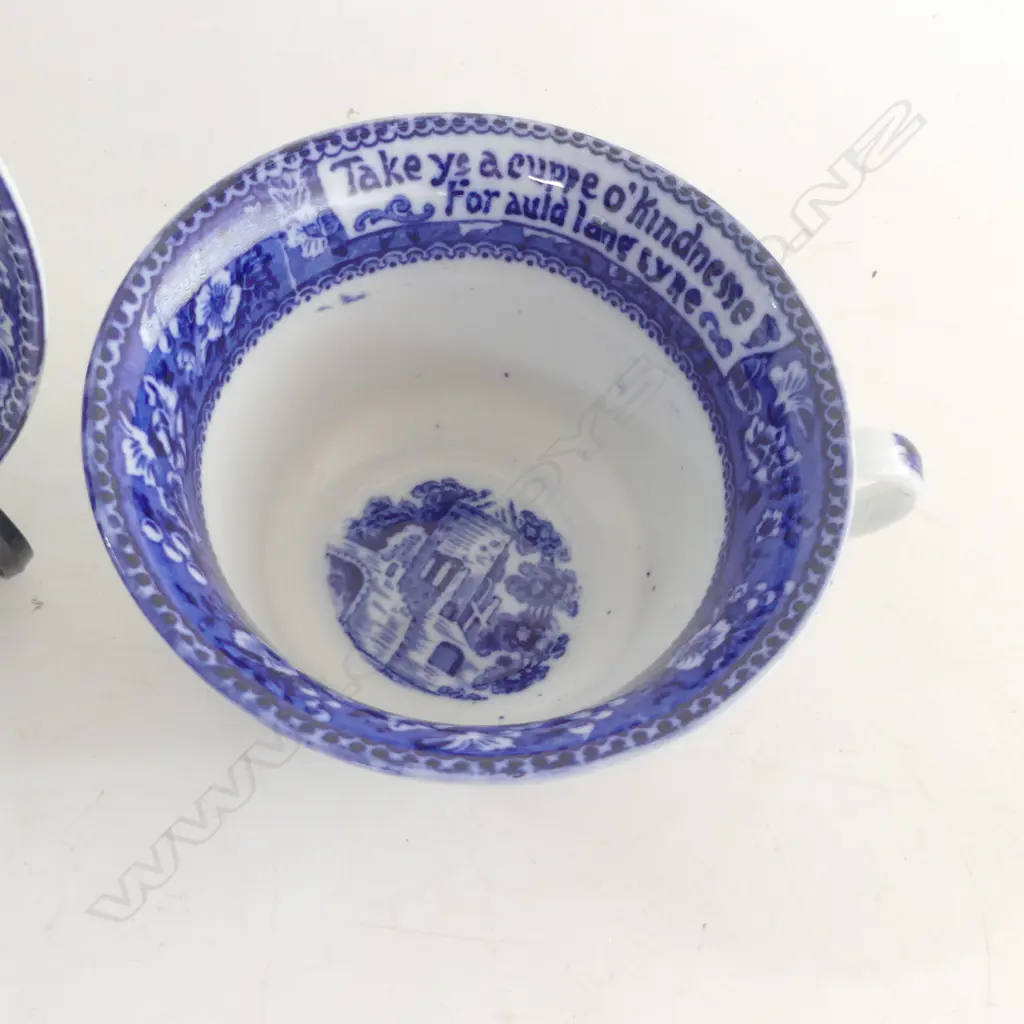 ROYAL STAFFORDSHIRE AULD LANG SYNE EXTRA LARGE CUP SAUCER C1900  CUP DIA 160MM  SAUCER 213MM Image 1++