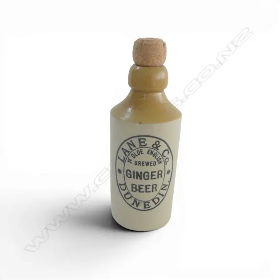VINTAGE LANE & CO GINGER BEER STONEWARE BOTTLE w. stopper H.190mm