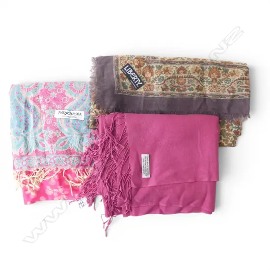 2 PASHMINA SCARVES + VINTAGE LIBERTY SCARF