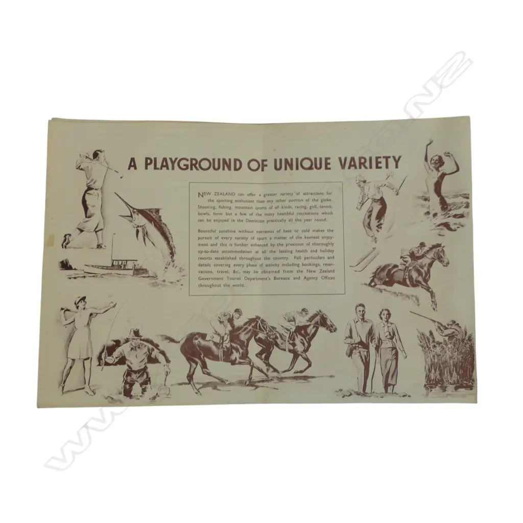 FUN MAP OF NZ 'WONDERLAND OF THE PACIFIC' C.1940 Image 1++