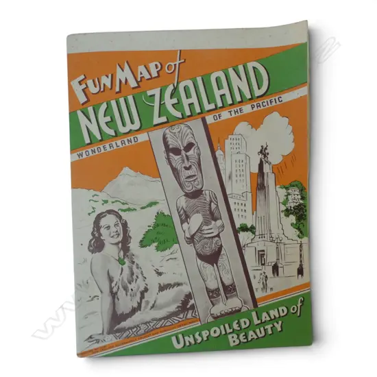FUN MAP OF NZ 'WONDERLAND OF THE PACIFIC' C.1940
