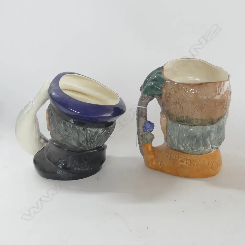2 LARGE SIZE RD CHARACTER JUGS ROBINSON CRUSOE  & CAPT AHAB H190MM Image 1++