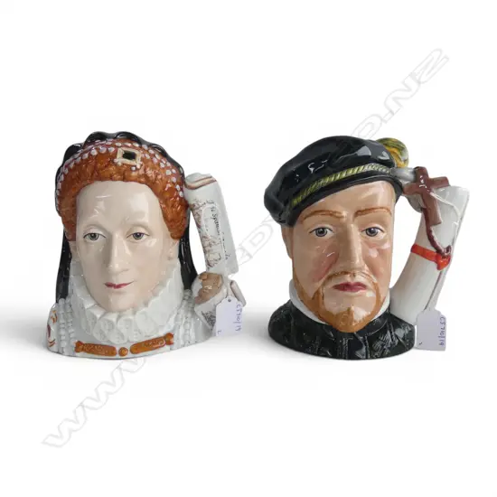 2 LARGE SIZE RD CHARACTER JUGS QUEEN ELIZABETH 1 &PRINCE PHILLIP OF SPAIN H190MM