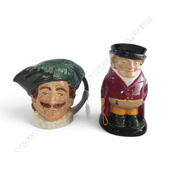 2 LARGE SIZE RD CHARACTER JUGS THE CAVERLERER & THE HUNTSMAN H190MM