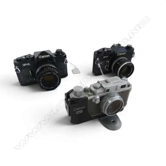 3 VINTAGE CANON CAMERAS; FT, F1, OTHER